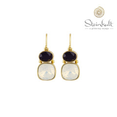 Earrings "Yasmine" Swarovski Jet & White Opal