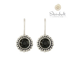 Earrings "Sheila" with round Swarovski Crystal Silver Night