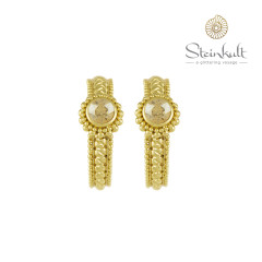 Braided Hoops "Sheila" with round Swarovski Crystal Golden Shadow