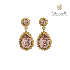 Earrings Drop with Stud  "Amber" Swarovski Crystal Antique Pink