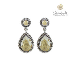 Earrings Drop with Stud  "Amber" Swarovski Crystal Golden Shadow