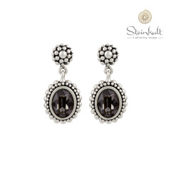 Earrings "Brenda" Swarovski Oval Crystal Silver Night