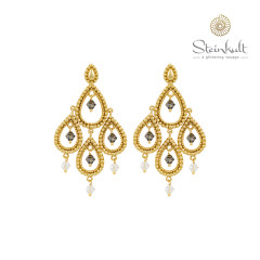 Chandelier-Earrings "Tanya" with round Swarovski Crystal / Crystal Silver Night