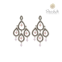 Chandelier-Earrings "Tanya" with round Swarovski Rosewater Opal / Vintage Rose