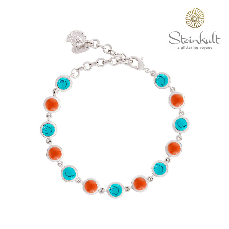 Flexible Bracelet Delphia with Turquoise + Coral 