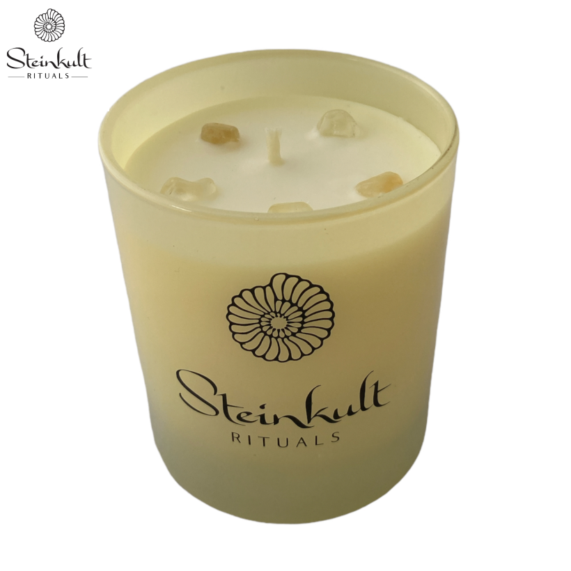 CITRINE CRYSTAL CANDLE, Sicilian Lemon Verbena Scent