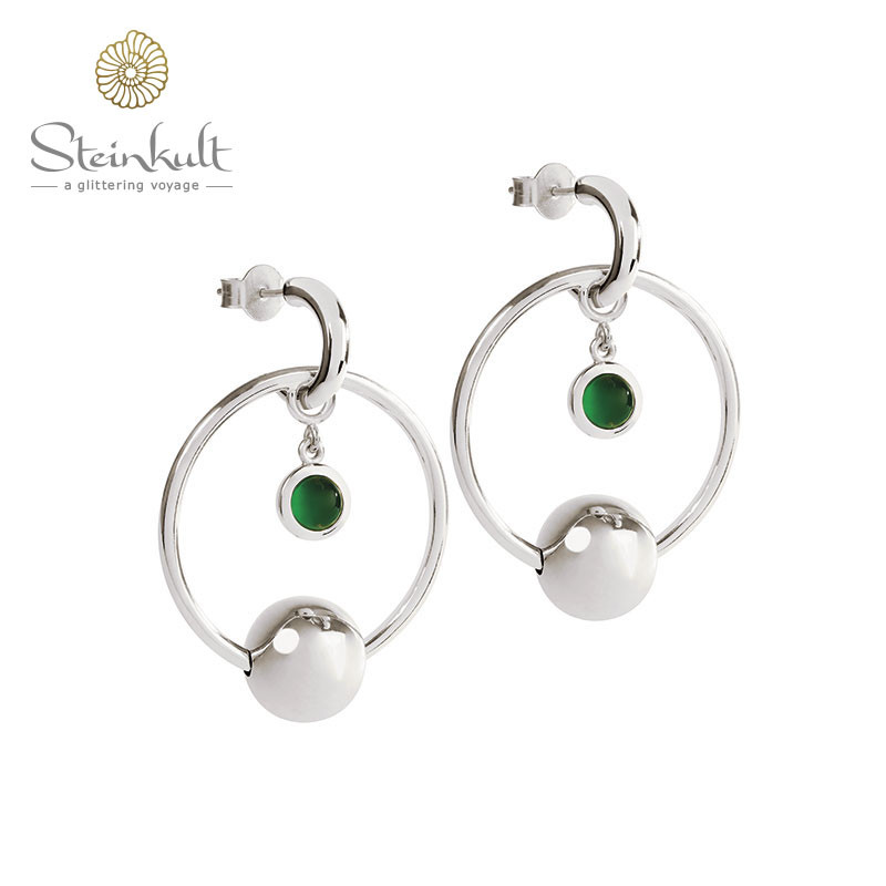 Delphia medium double Hoop earring green Onyx