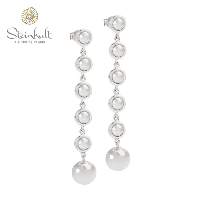 Dangling Earrings Delphia with 12 mm Ball + Freshwater pearls