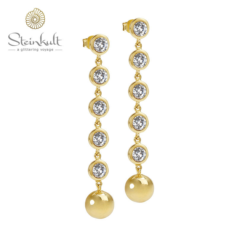 Dangling Earrings Delphia with 12 mm Metalball + Zirkonia