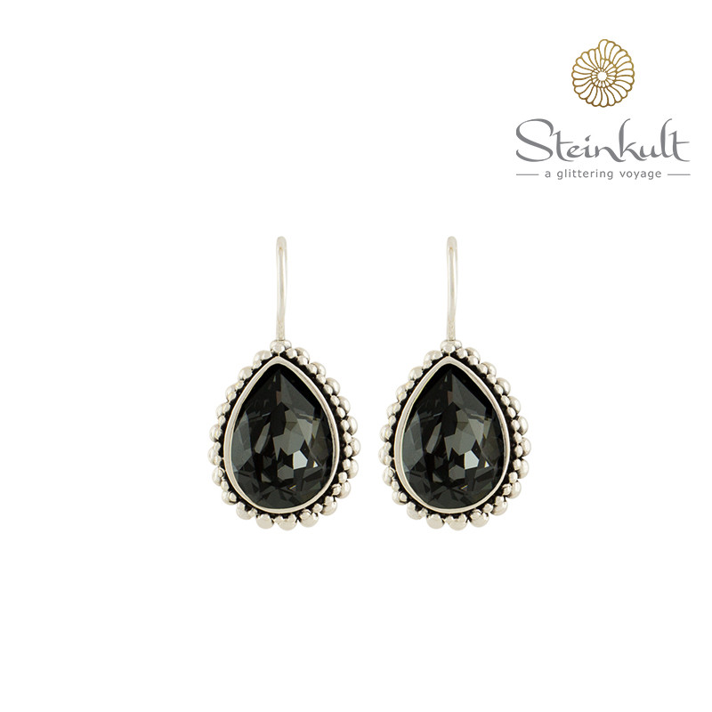 Earrings "Amber" Swarovski Crystal Silver Night