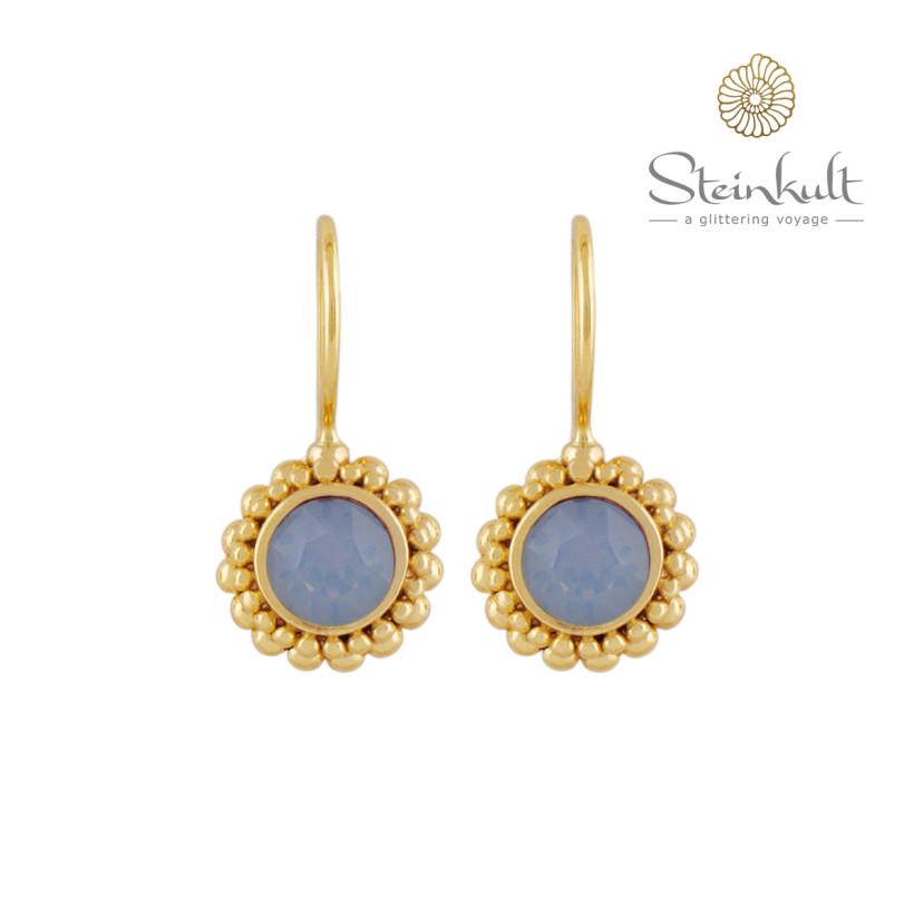 Earrings "Sheila" with round Swarovski Air Blue Opal