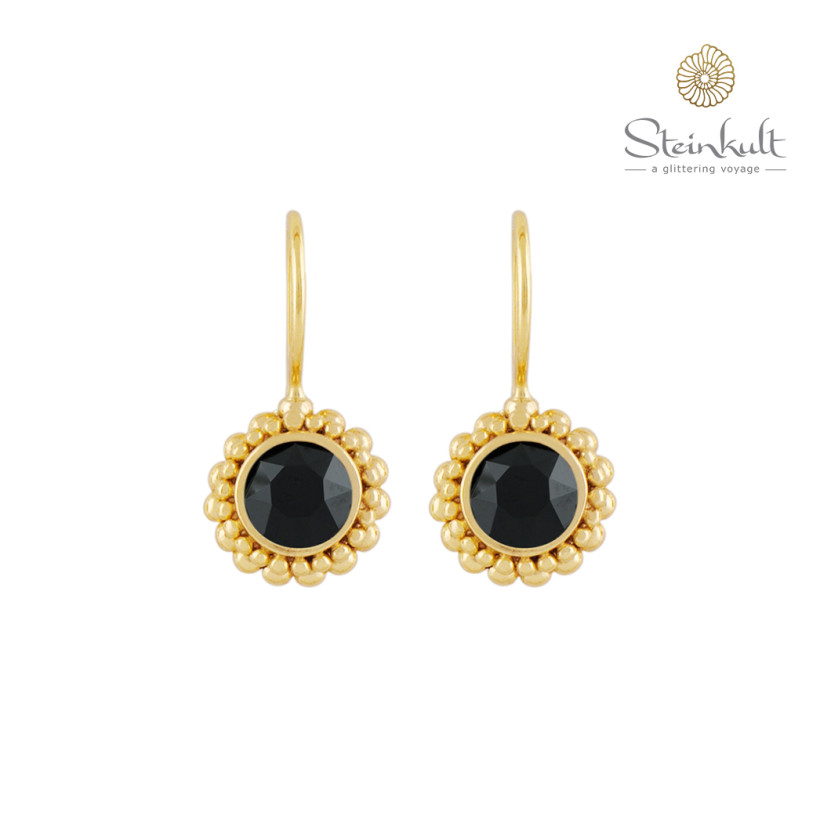 Earrings "Sheila" with round Swarovski Jet