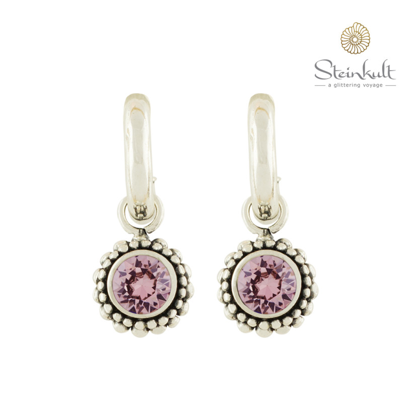 Hoops "Sheila" with round Swarovski Crystal Antique Pink