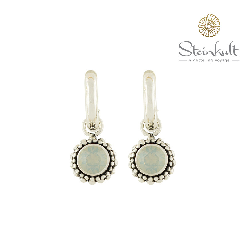 Hoops "Sheila" with round Swarovski White Opal