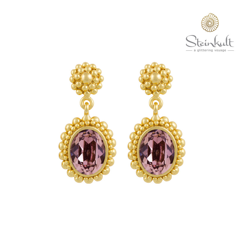 Earrings "Brenda" Swarovski Oval Crystal Antique Pink