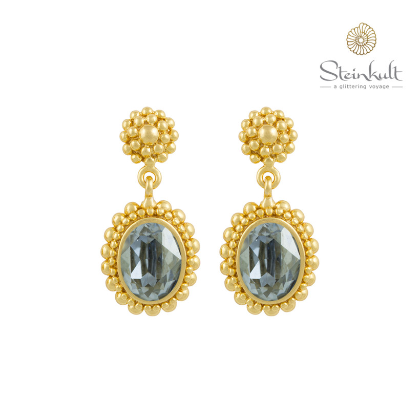 Earrings "Brenda" Swarovski Oval Crystal Blue Shade