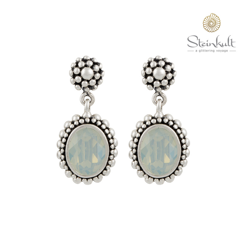 Earrings "Brenda" Swarovski Oval White Opal