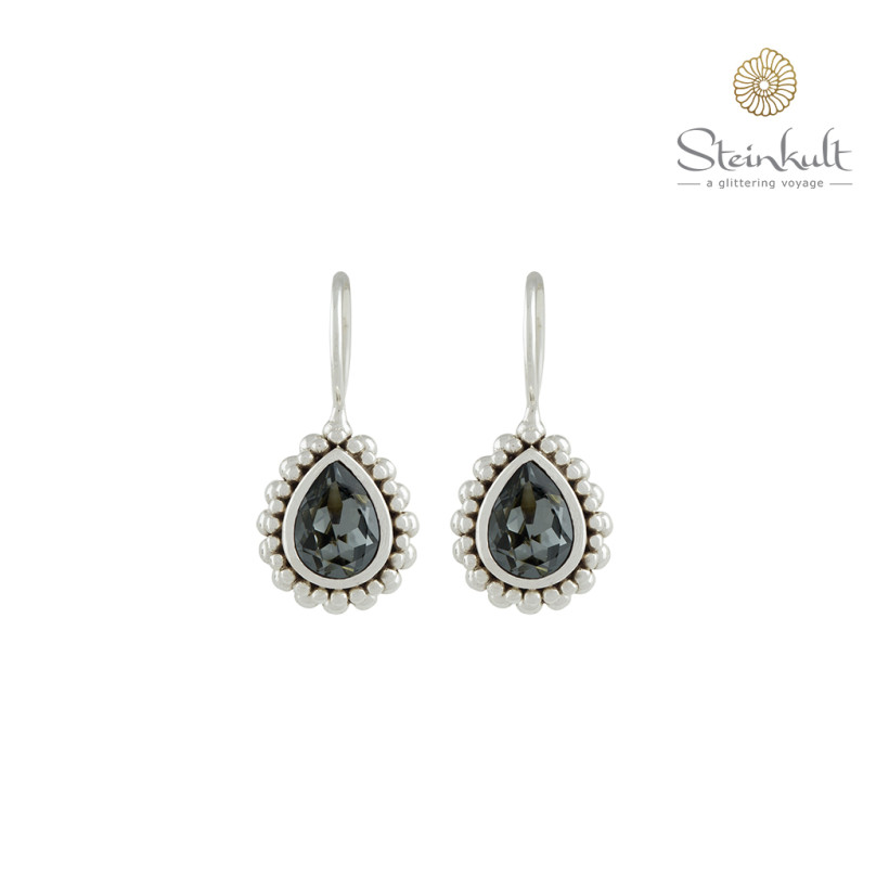 Earrings Petite Drop "Celebration" Swarovski Crystal Silver Night