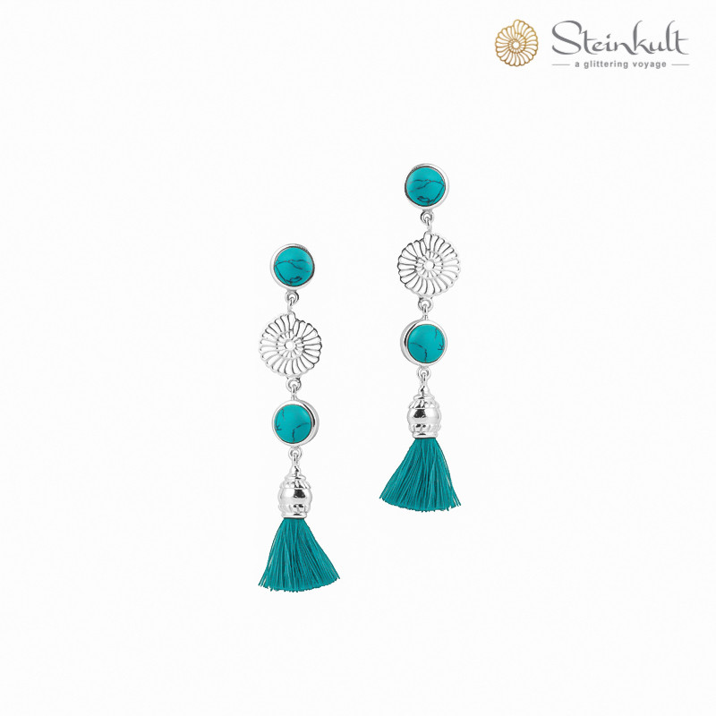 Earrings Turquoise with tassel "Hannah"
