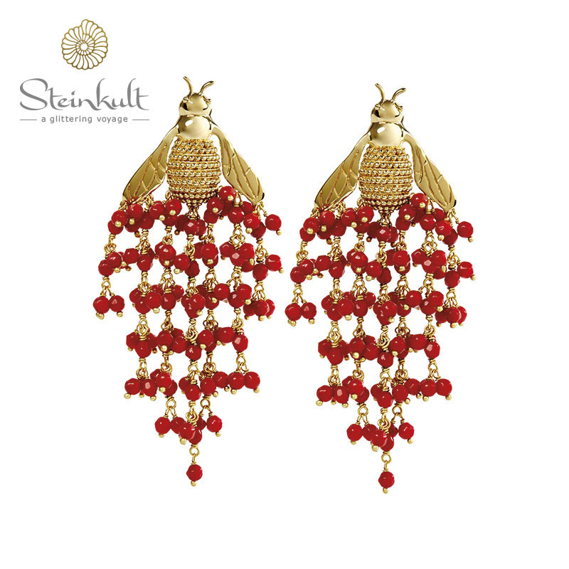 Chandelier Earrings BEE LOVED Red Coral