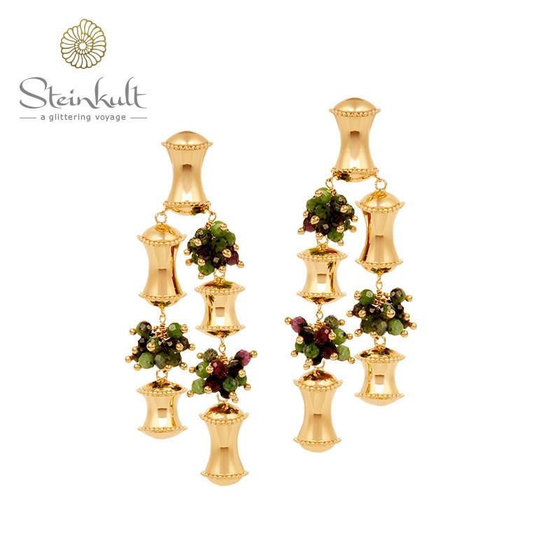 Bamboo Earrings with semiprecious Stones