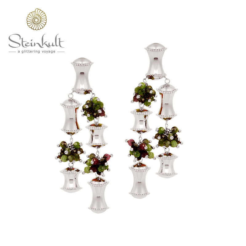 Bamboo Earrings with semiprecious Stones