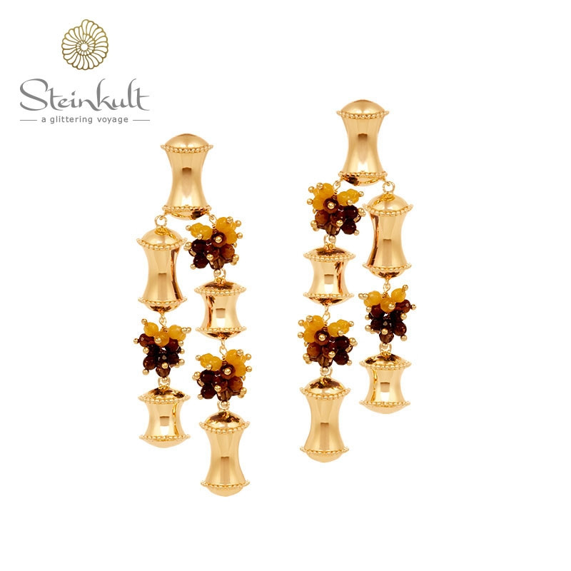 Bamboo Earrings with semiprecious Stones