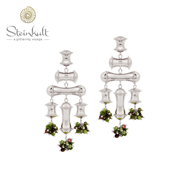 Bamboo Earrings with semiprecious Stones
