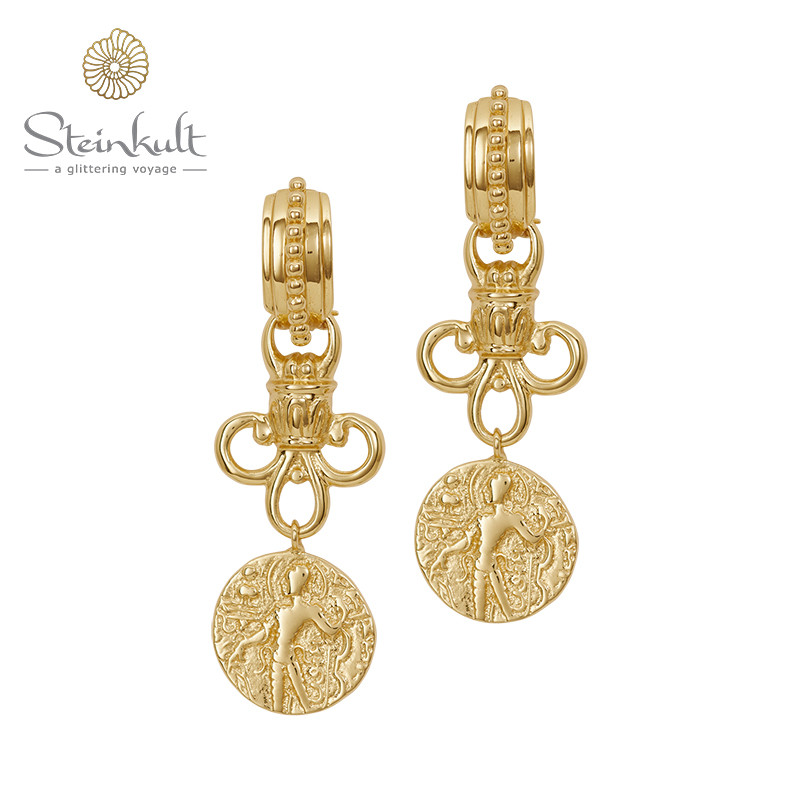 Earrings with dangling coin "Sophia"