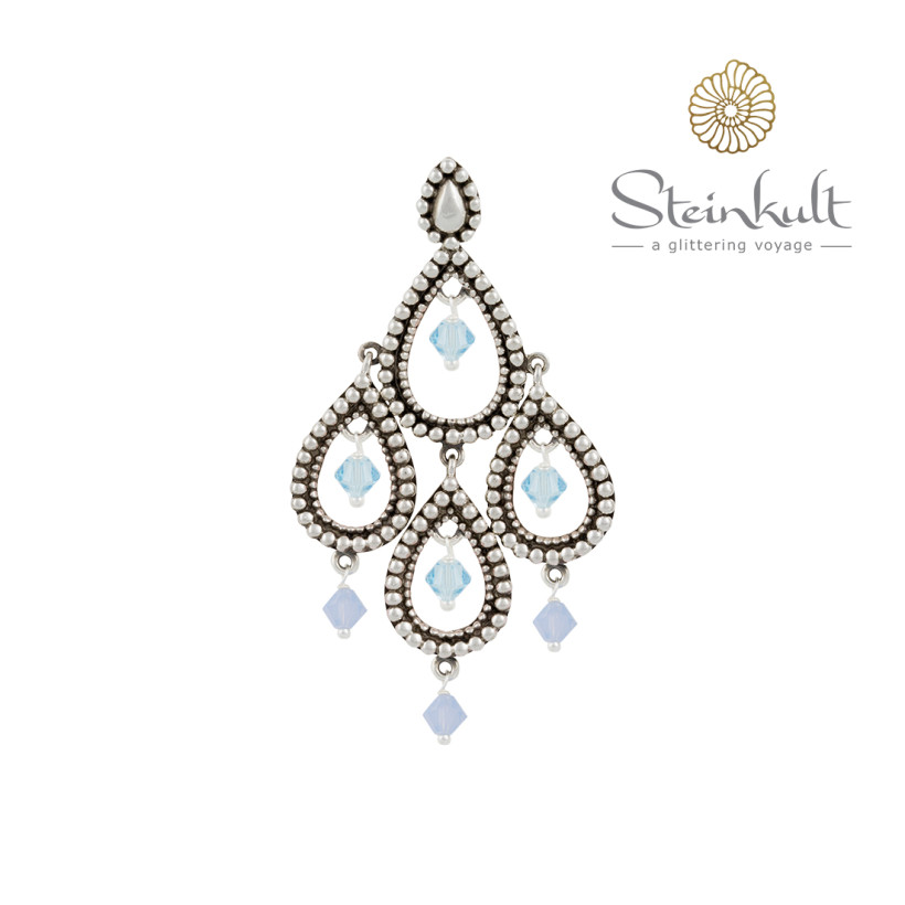 Pendant "Tanya" with round Swarovski Air Blue Opal / Aquamarine