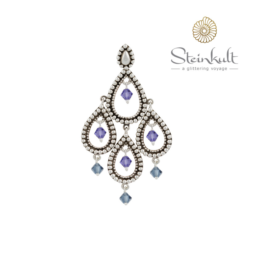 Pendant "Tanya" with round Swarovski Tanzanite / Denim Blue