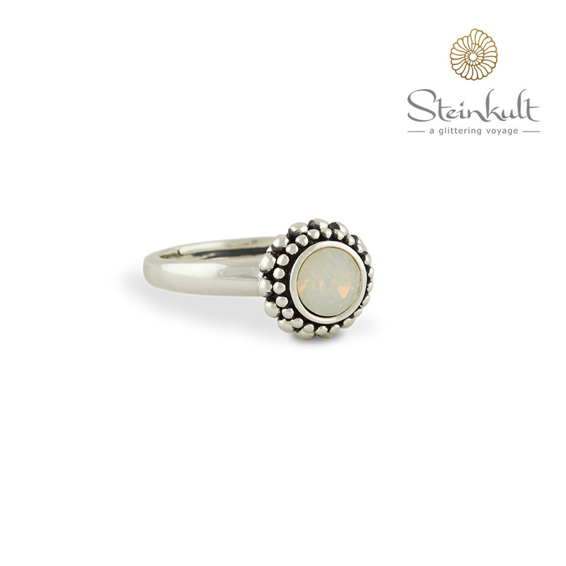 Ring "Sheila" with round Swarovski White Opal