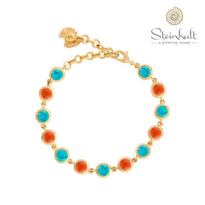 Flexible Bracelet Delphia with Turquoise + Coral 