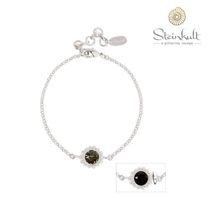 Bracelet "Sheila" Swarovski Jet / Crystal Silver Night