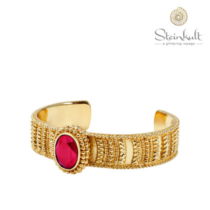 Cuff "Brenda" Swarovski Oval Samba Red