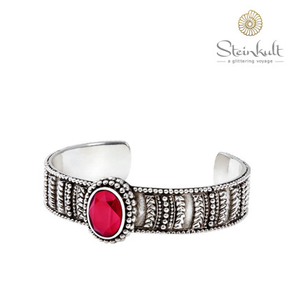 Cuff "Brenda" Swarovski Oval Samba Red