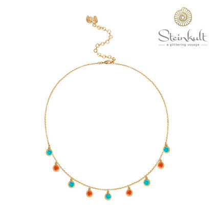 Statement Necklace Delphia with Turquoise + Coral