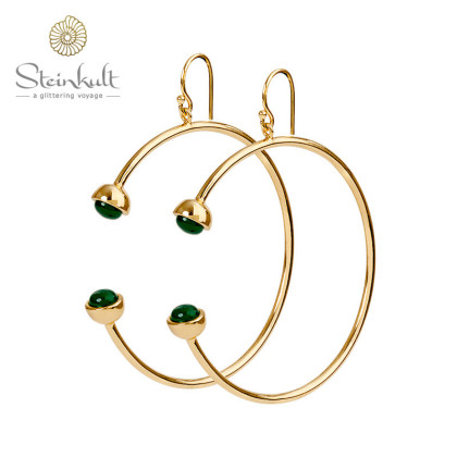 Delphia Large Earhoops Green Onyx