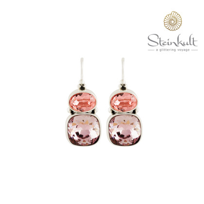 Earrings "Yasmine" Swarovski Rose Peach & Crystal Antique Pink