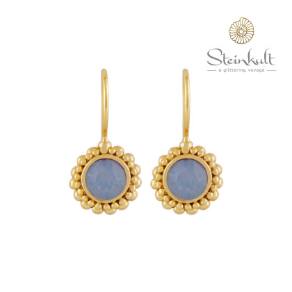 Earrings "Sheila" with round Swarovski Air Blue Opal