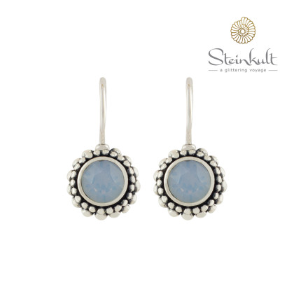 Earrings "Sheila" with round Swarovski Air Blue Opal