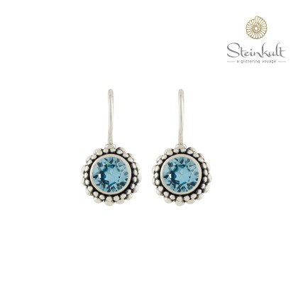 Earrings "Sheila" with round Swarovski Aquamarine