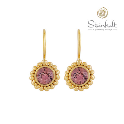 Earrings "Sheila" with round Swarovski Crystal Antique Pink