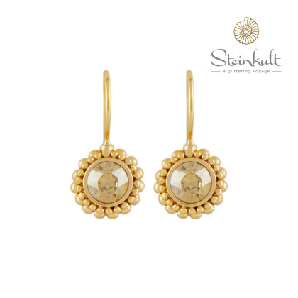 Earrings "Sheila" with round Swarovski Crystal Golden Shadow