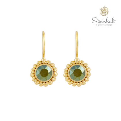 Earrings "Sheila" with round Swarovski Crystal Iridiscent Green