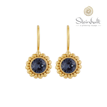 Earrings "Sheila" with round Swarovski Denim Blue