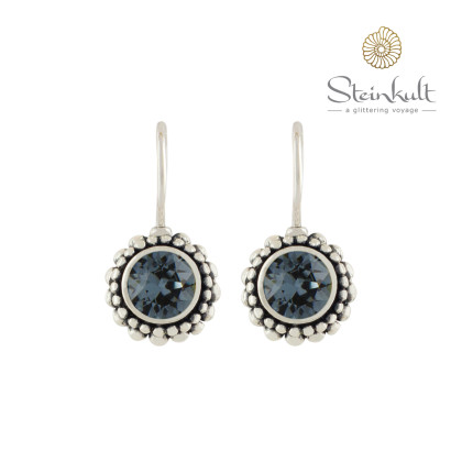 Earrings "Sheila" with round Swarovski Denim Blue