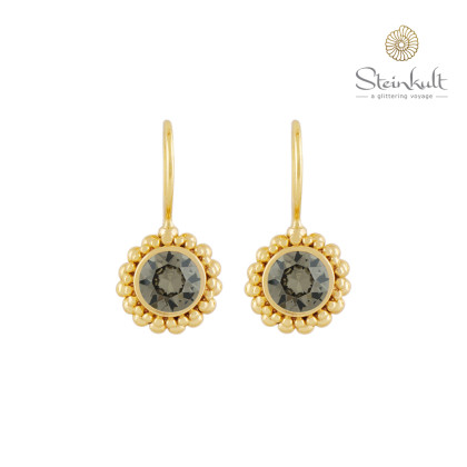 Earrings "Sheila" with round Swarovski Greige