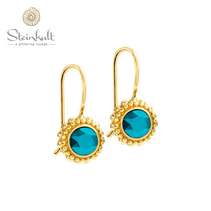 Earrings "Sheila" with round Swarovski Pine Green