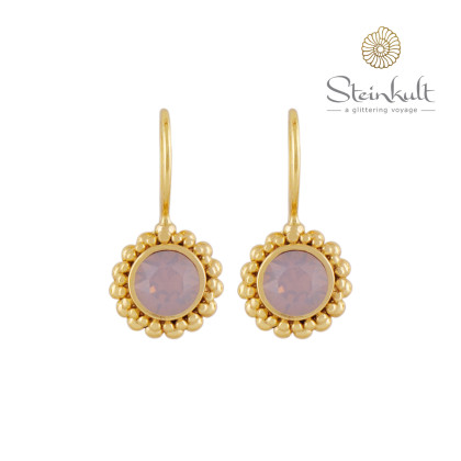 Earrings "Sheila" with round Swarovski Rosewater Opal
